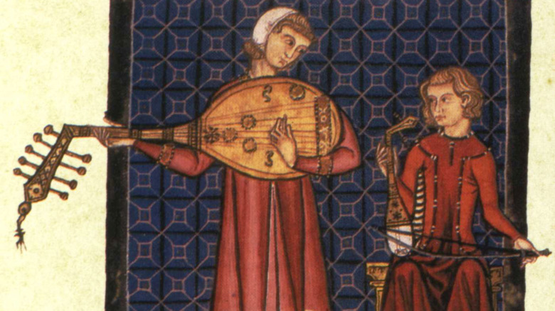 painting of troubadours playing instruments