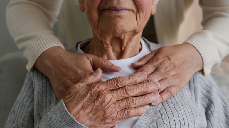 Elderly woman and daughter