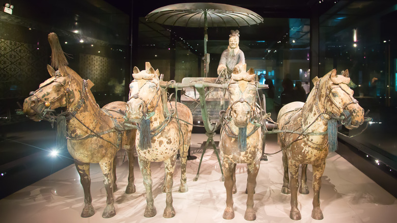 terracotta chariot on display