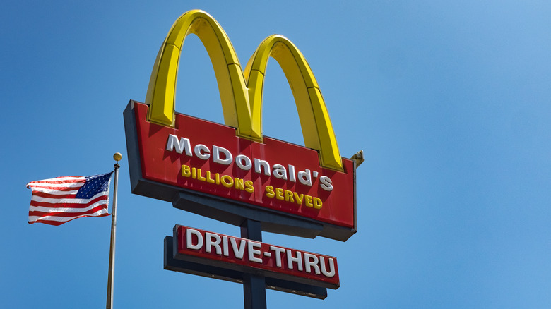 McDonald's sign and American flag