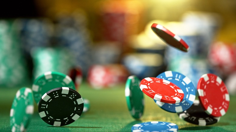 Poker chips on a card table