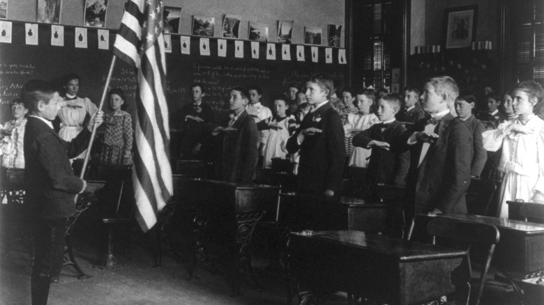 School children pledging allegiance to the U.S. flag