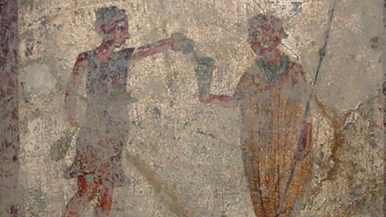 Pompeii fresco soldier with slave