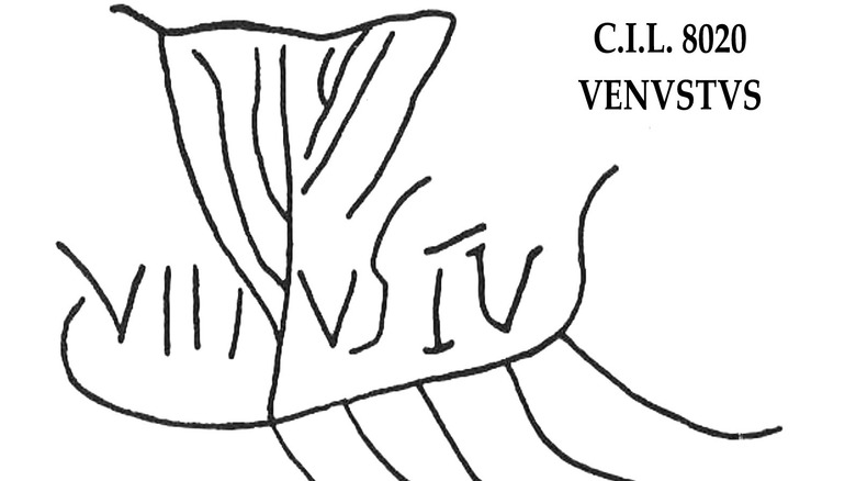 Pompeii graffiti with name in shape of a ship