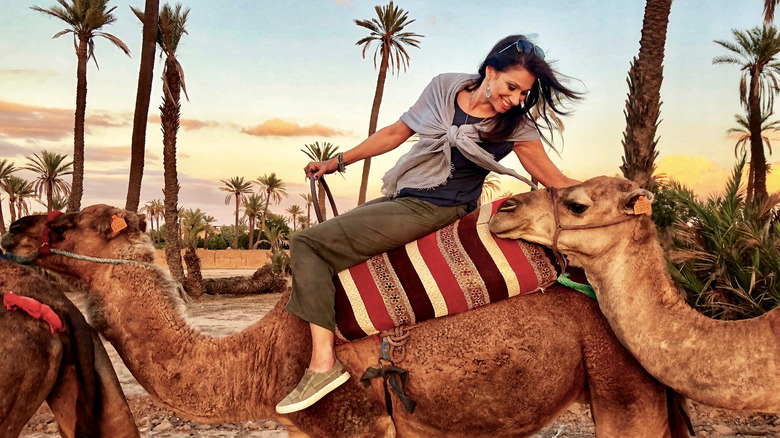 Riding a camel