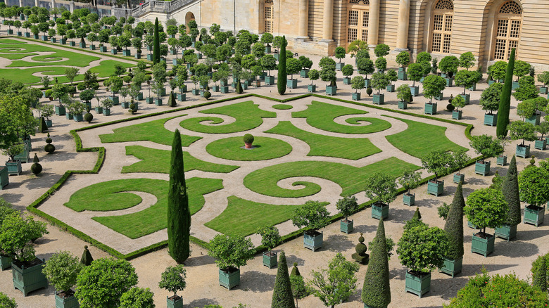 Intricate grass gardens at Versailles