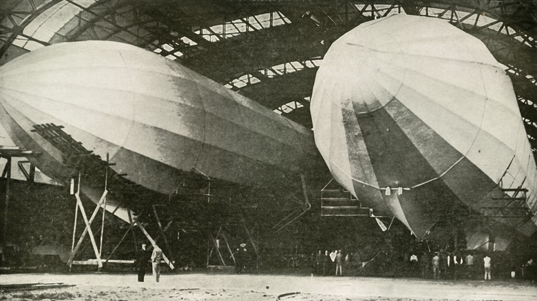 German Zeppelins in a hangar