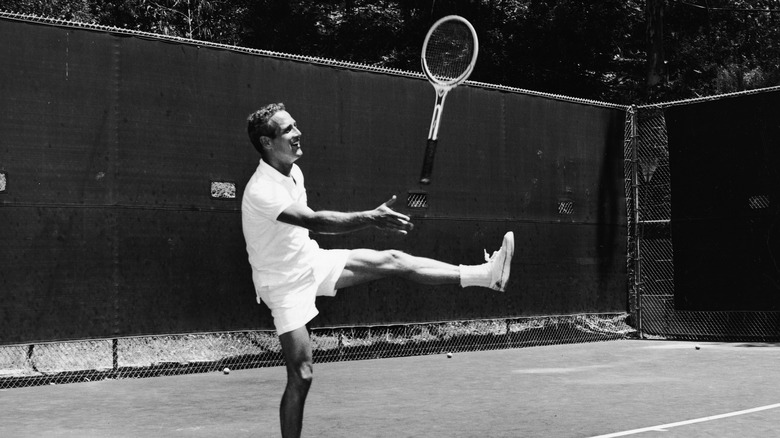Newman plays tennis