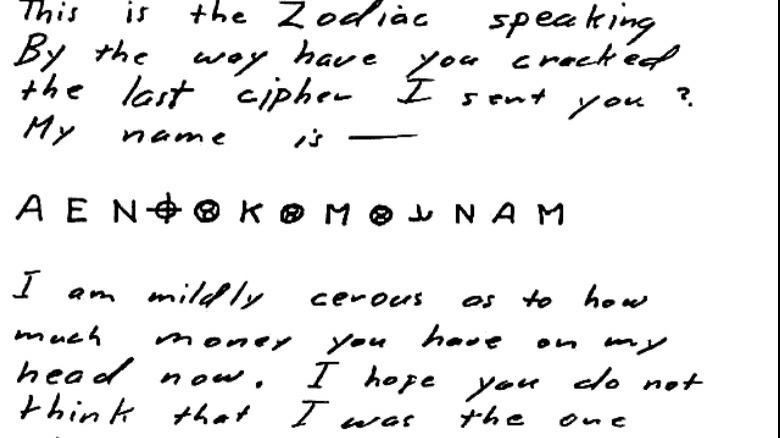 Letter from the Zodiac Killer