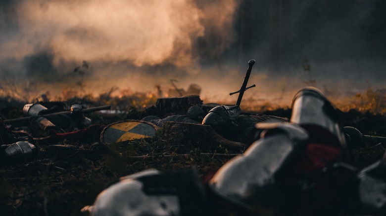 Aftermath of a medieval battle