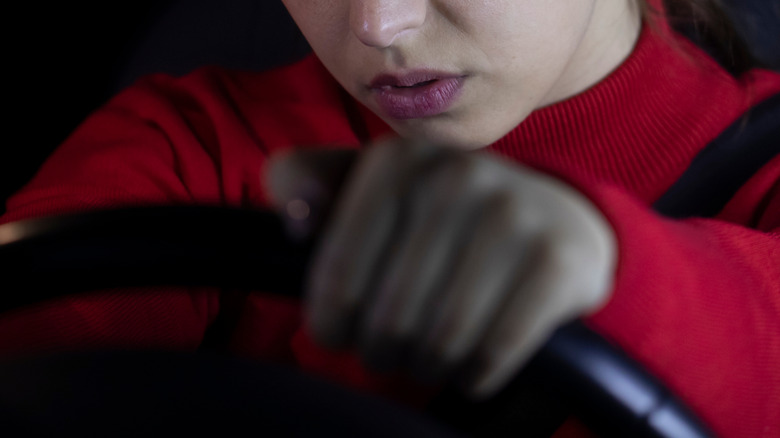 Woman driving a car