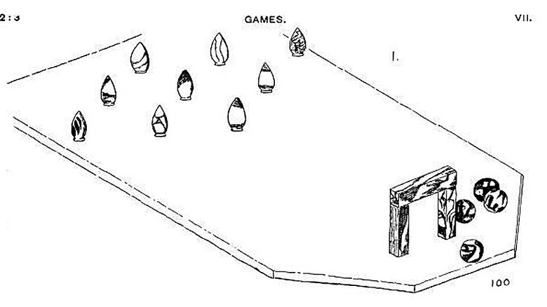 archaeological sketch Egyptian bowling