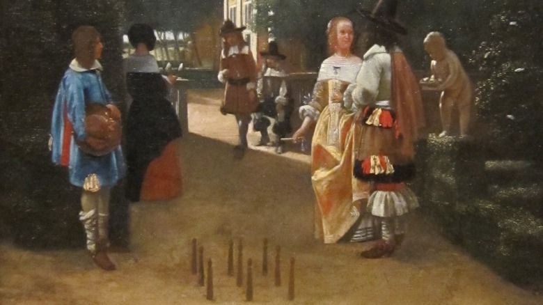 Skittle Players in a Garden