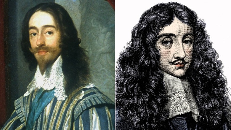 Charles I and II portraits facing opposite directions