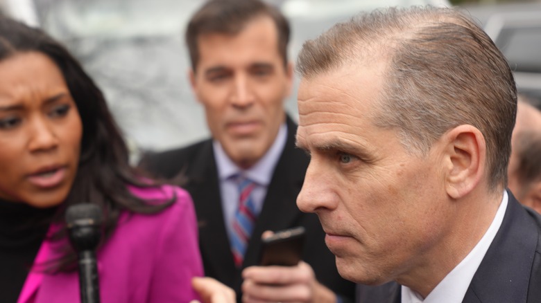 Hunter Biden with members of the press