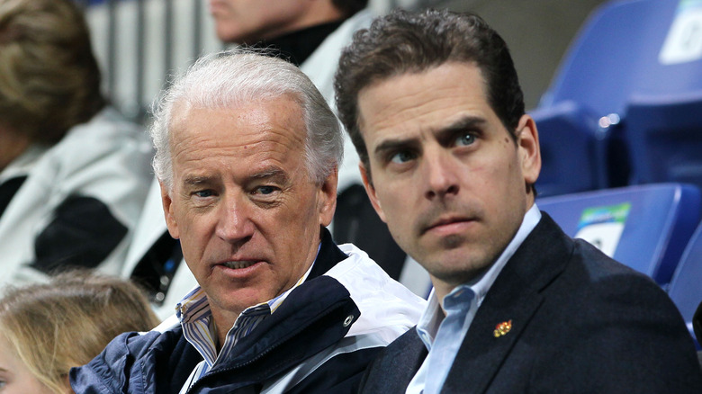 Joe and Hunter Biden at a hockey game