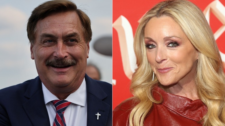 Mike Lindell Jane Krakowski split image