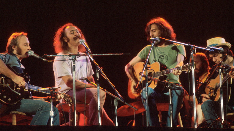 Crosby, Stills, Nash & Young perform in London in 1974