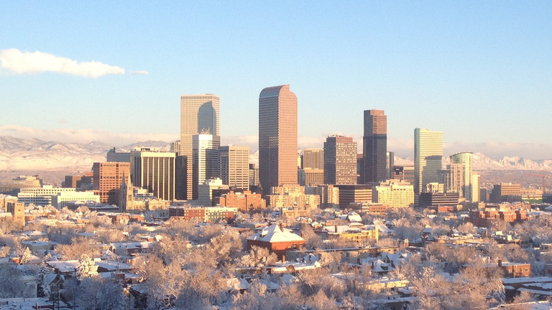 Denver skyline in winter