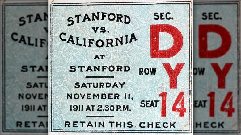 Ticket for the 1911 Big Game, Cal v Stanford Universities