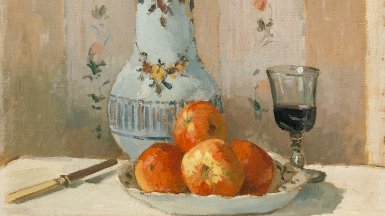 Still life with apples, pitcher, and wine