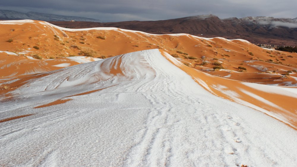 Snow on desert