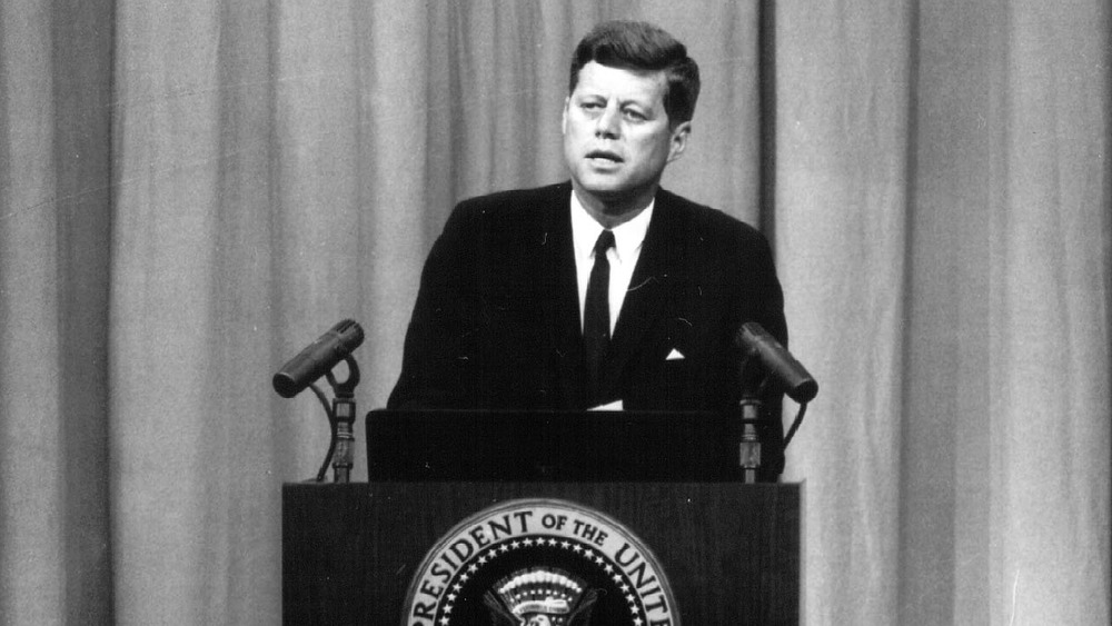 Presiden John F Kennedy speaking