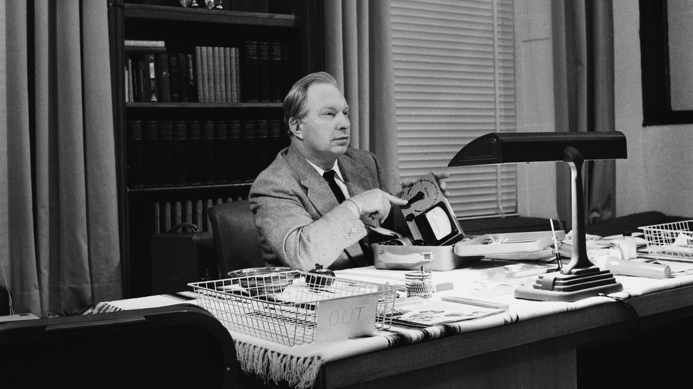 L. Ron Hubbard at his desk