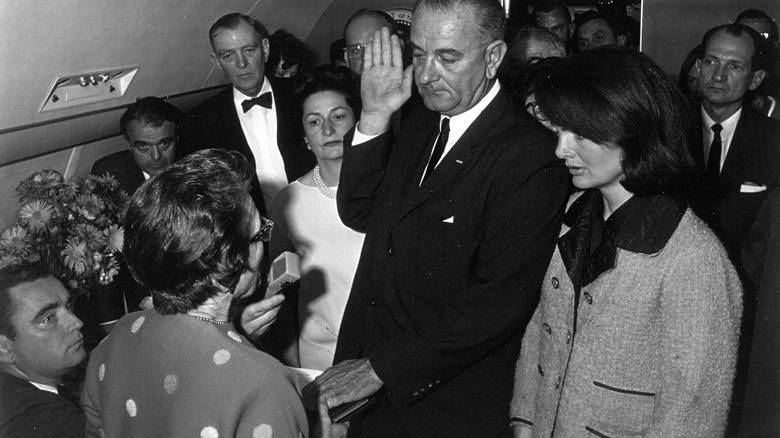 LBJ taking the oath of office