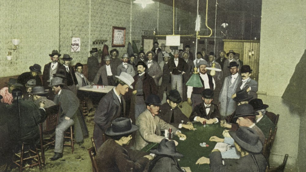 A poker den, circa 1898