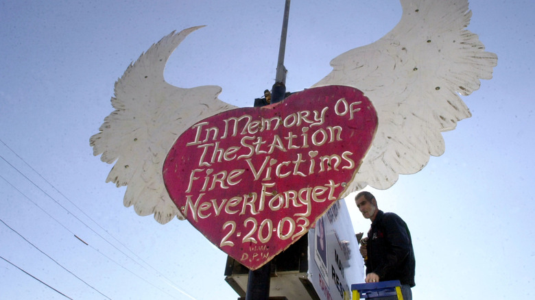 Station nightclub fire memorial heart wings