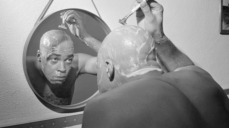 James Earl Jones shaving his head