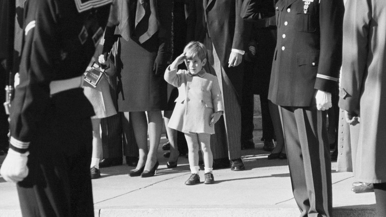 John F. Kennedy Jr. saluting his father's casket