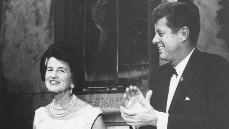 Rose Kennedy at a dinner with son John F. Kennedy