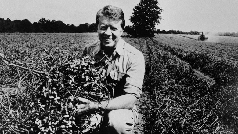 jimmy carter posing at peanut farm