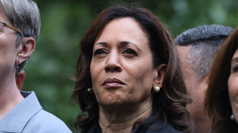 Kamala Harris in dark clothes