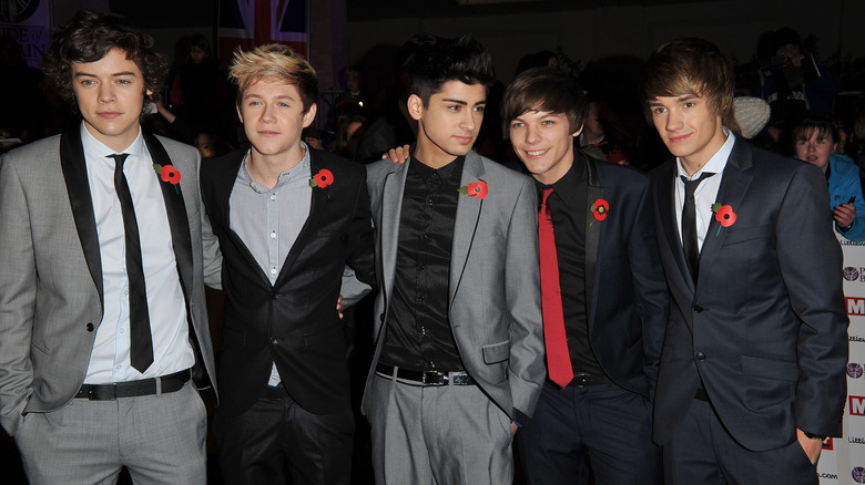 one direction young in suits poppy pins