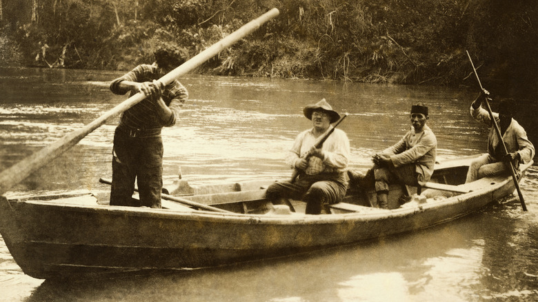 Roosevelt in canoe on Amazon expedition