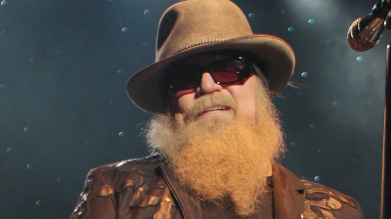 dusty hill smiling beard hat sunglasses onstage