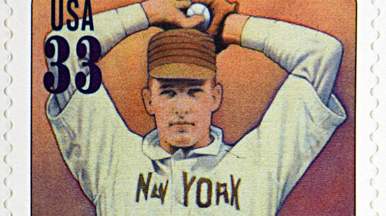 christy mathewson baseball card stamp