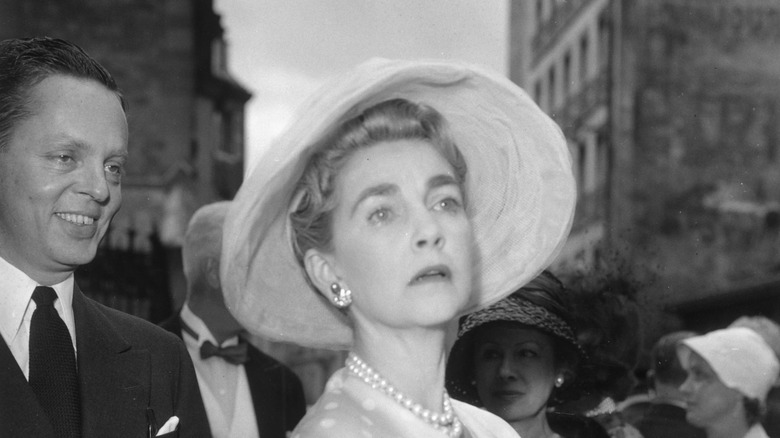 heiress Barbara Hutton looking up