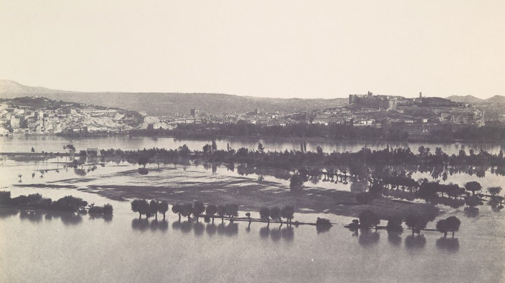 photo of flood covering city