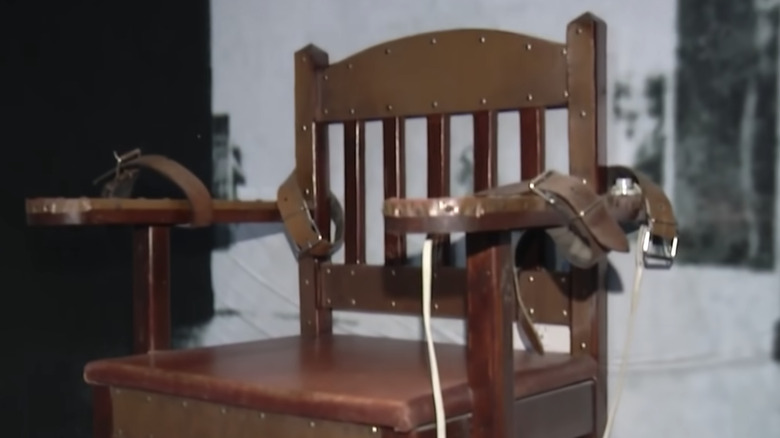 A close up of a torture chair used by Trujillo's secret police