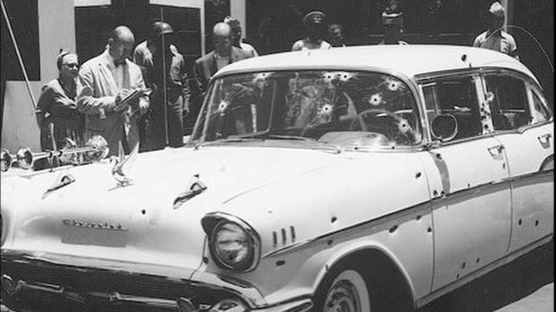 The bullet riddled car Rafael Trujillo was assassinated in