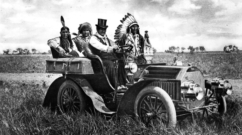 Geronimo in a car