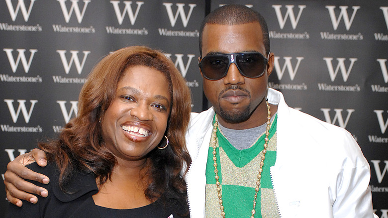 Donda and Kanye West at book signing 