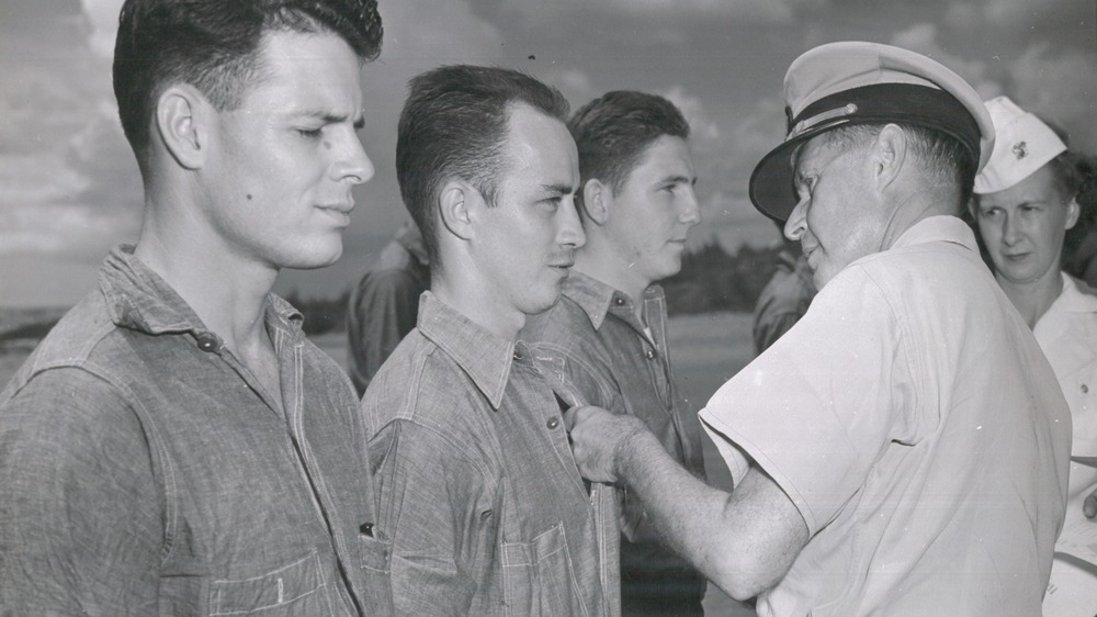 USS Indianapolis survivors receiving medals
