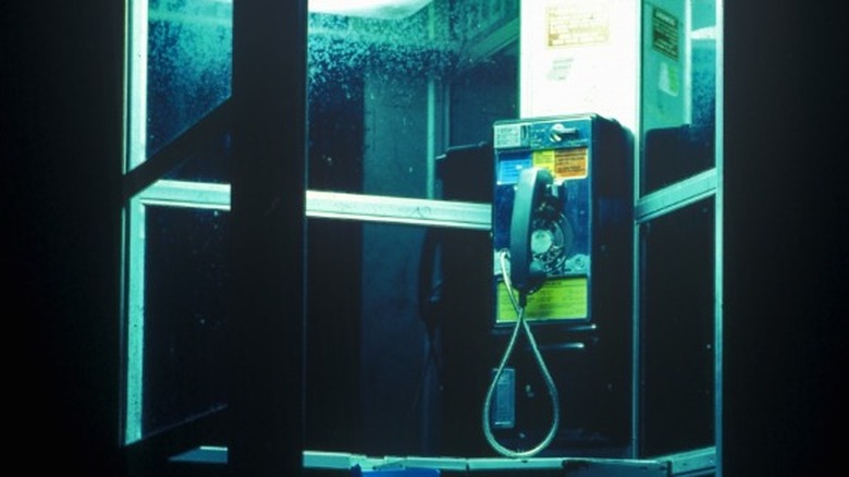 phone booth at night