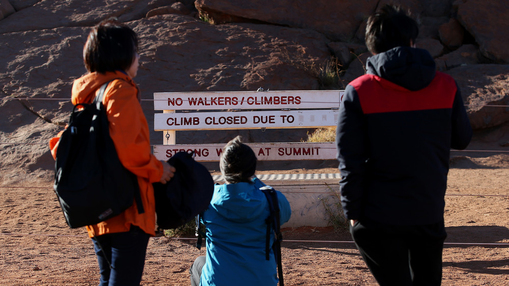 no climbing sign at ayers rock