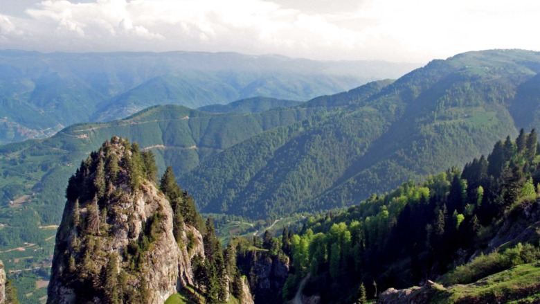 green Pontic Mountains covered in light haze